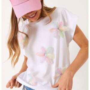 Tricou dama maneca scurta - alb - jerseu