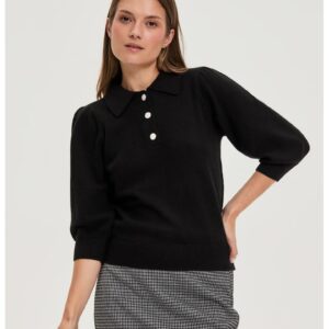 Pulover cu guler negru - Negru