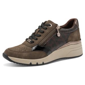 Pantofi sport wedge cu fermoar - Maro