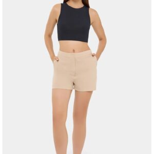 Pantaloni scurti - Bermuda - cu nasturi - culoare naturala - bumbac si in