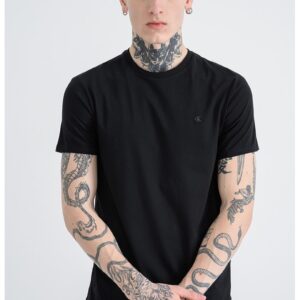 Tricou uni cu decolteu la baza gatului - Negru
