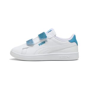 Pantofi sport cu detalii contrastante si banda velcro stralucitoare Smash 3.0 - Alb optic/Albastru petrol