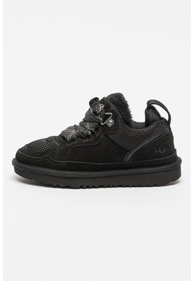 Pantofi sport de piele intoarsa cu garnituri de material textil - Negru