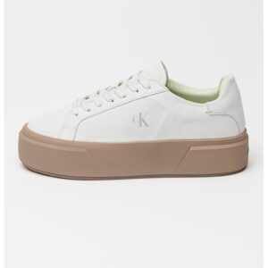 Pantofi sport flatform din piele intoarsa - Verde pal/Caramel