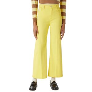 Pantaloni dama Trussardi - evazati - 5 buzunare - galben - bumbac -