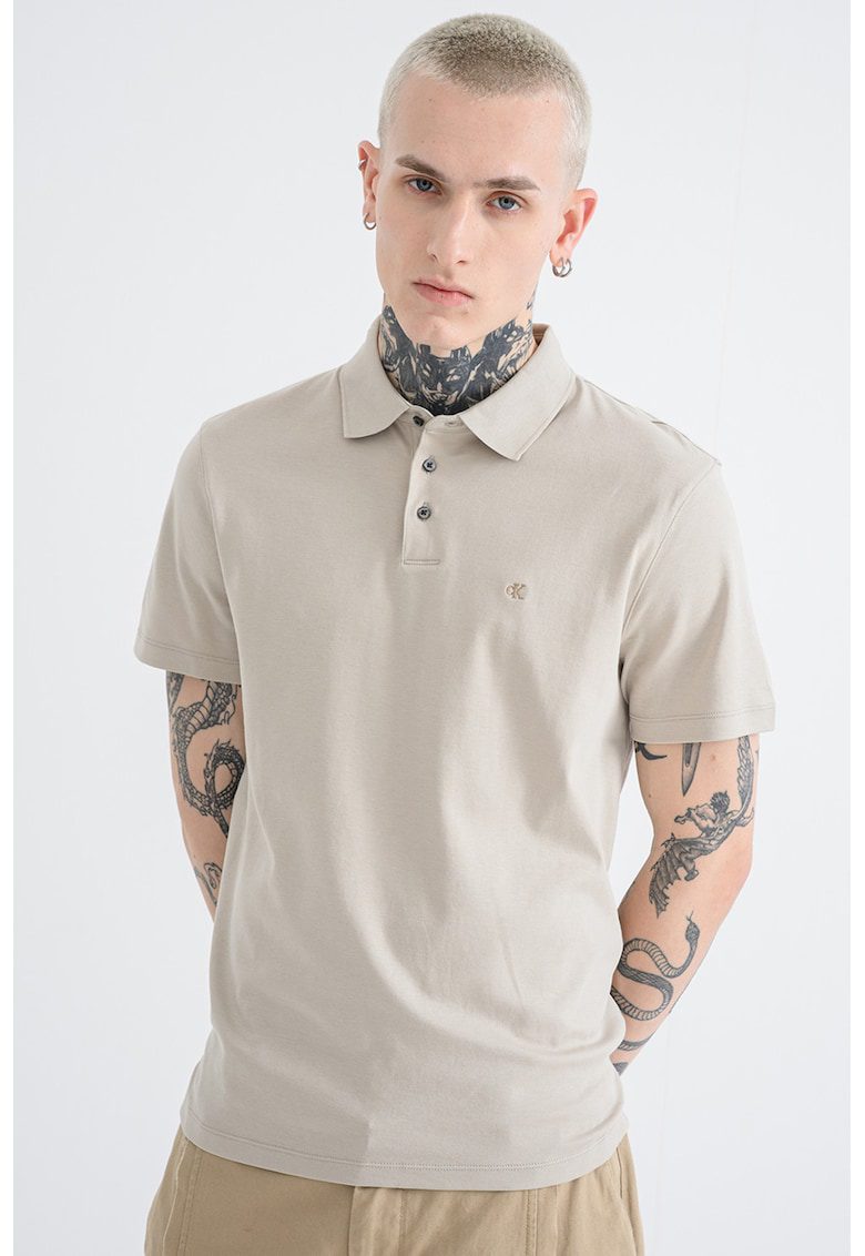Tricou polo din bumbac cu monograma brodata discreta
