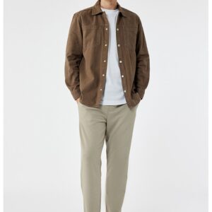 Pantaloni conici cu model uni - Bej deschis