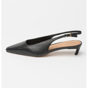 Pantofi slingback din piele cu toc kitten - Negru
