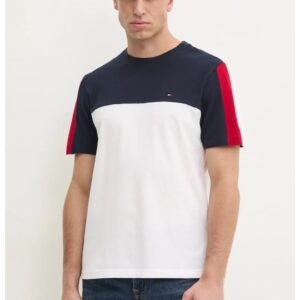 Tricou cu detaliu logo brodat - Alb/Bleumarin