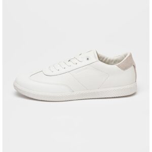 Pantofi sport din piele cu model uni - Gri deschis/Alb optic