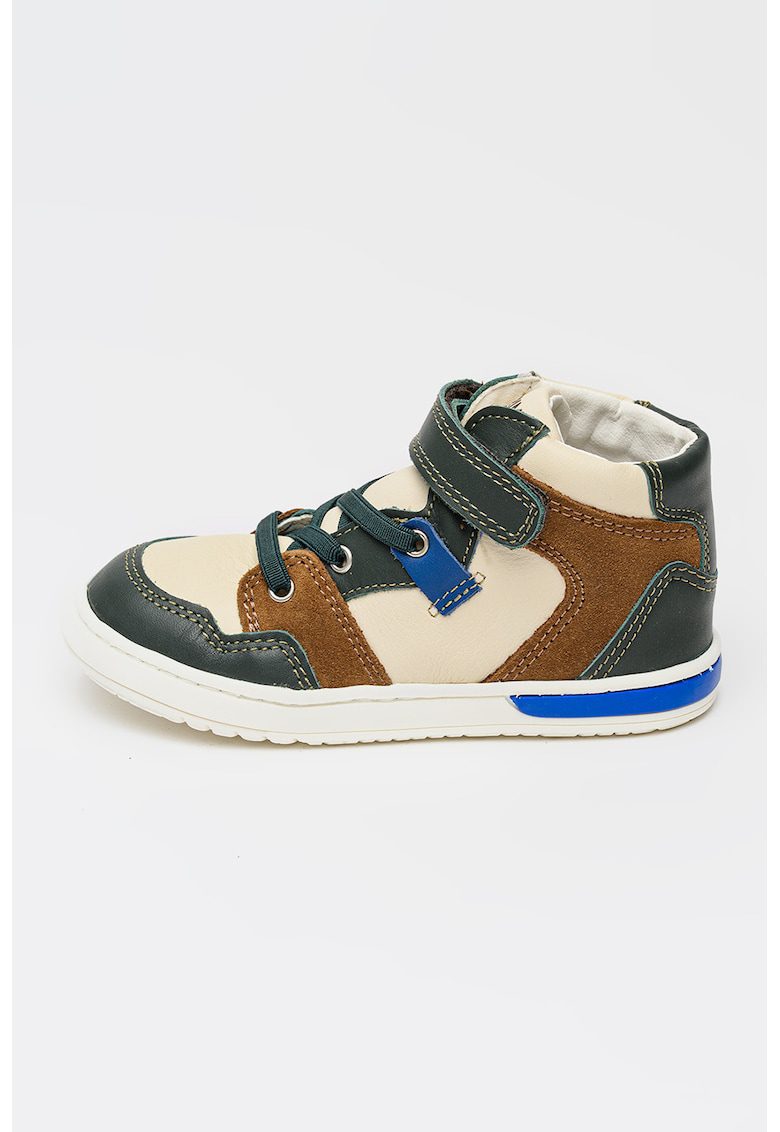 Pantofi sport cu model colorblock si insertii din piele intoarsa - Maro/Verde inchis/Alb murdar