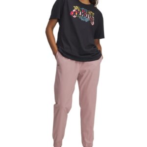 Pantaloni de trening cu talie medie si logo discret - Roz prafuit