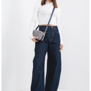 Pulover crop din amestec de bumbac organic - Alb