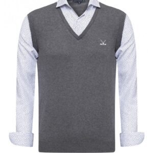 Pulover pentru barbati  Raymond Tailor - bumbac/acril - gri/alb