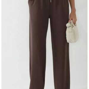 Pantaloni talie inalta - Maro inchis