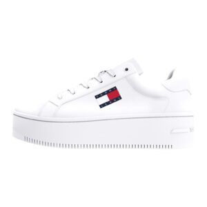 Pantofi sport flatform din piele cu detalii din piele ecologica - Alb