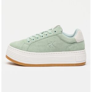 Pantofi sport flatform de piele intoarsa - Verde deschis