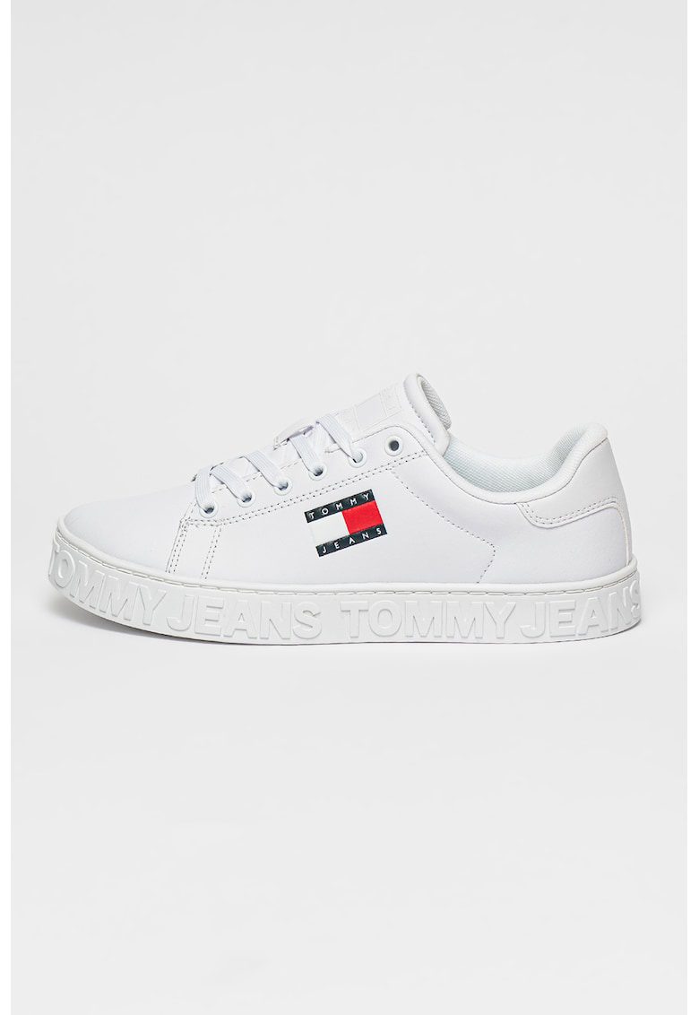 Pantofi sport din piele ecologica cu logo in relief - Rosu/Alb/Bleumarin