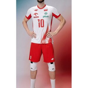 Tricou barbati  bumbac - alb/rosu - tehnologie de uscare - pentru volei