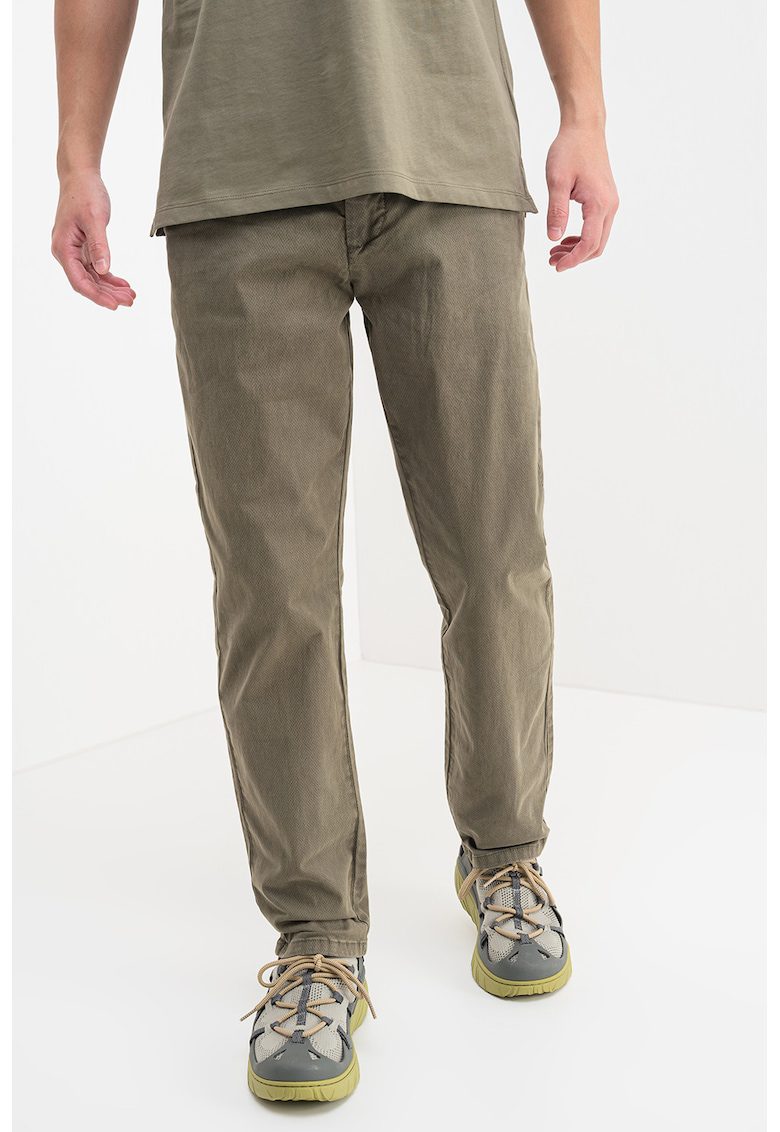 Pantaloni cu talie medie si buzunare - Verde feriga