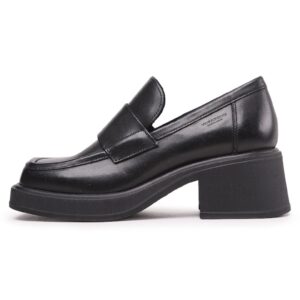 Pantofi dama - piele naturala - negru - tocul conic - varf patrat -