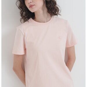 Tricou din bumbac cu logo brodat - Roz deschis