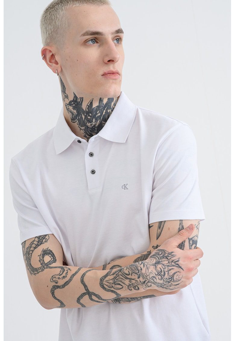 Tricou polo din bumbac cu monograma brodata discreta