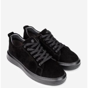 Pantofi barbati din piele intoarsa neagra