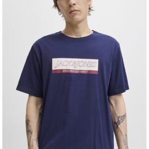 Tricou cu logo pe piept - Visiniu/Albastru inchis/Crem
