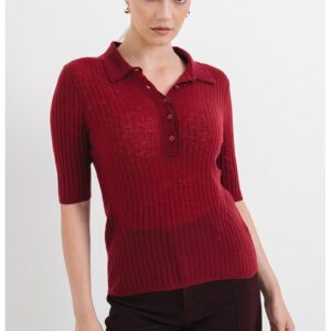 Pulover polo din amestec de lana virgina Fugano - Violet tyrian