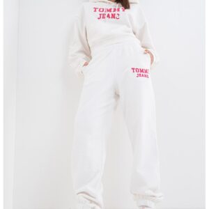 Pantaloni de trening din bumbac cu logo - Roz zmeuriu/Alb optic