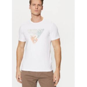 Tricou din amestec de bumbac cu imprimeu logo - Alb