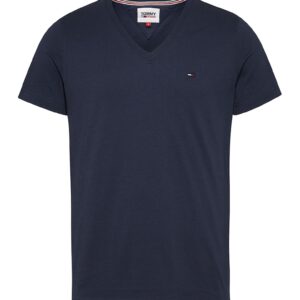 Tricou de bumbac organic cu decolteu in V - Albastru ultramarin