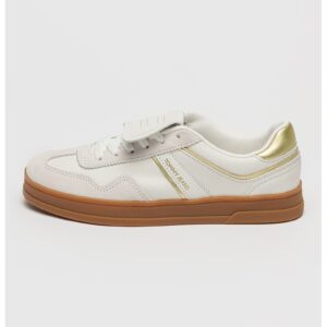 Pantofi sport din piele cu clapa The Greenwich - Alb/Auriu