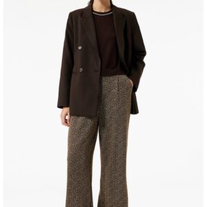 Pantaloni cu croiala ampla si model Herringbone - Maro