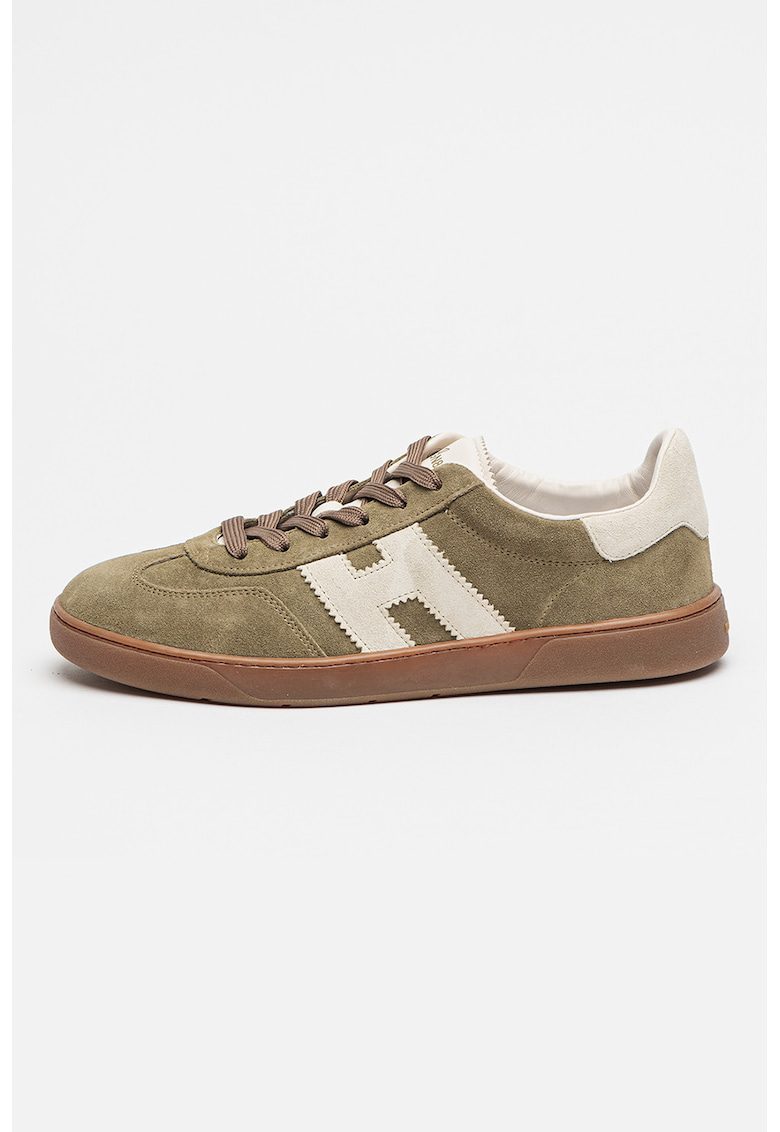 Pantofi sport low-cut din piele intoarsa Cool - Caramel/Verde feriga/Crem
