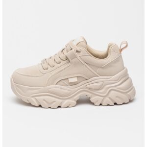 Pantofi sport din piele ecologica cu talpa masiva Galactica - Crem