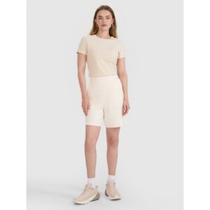 Pantaloni scurti sport bej - bumbac si poliester - croiala confortabila - pentru femei