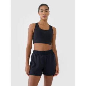 Pantaloni scurti de antrenament - talie inalta - uscare rapida - negru - material sintetic