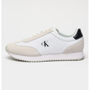 Pantofi sport low-cut Retro Runner cu garnituri de piele intoarsa - Alb/Gri