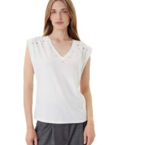 Tricou dama - bumbac/poliester/elastan - alb -