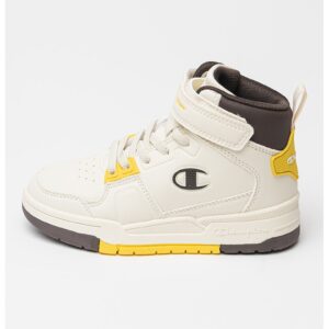 Pantofi sport mid-cut de piele ecologica cu banda velcro - Galben sofran/Alb murdar