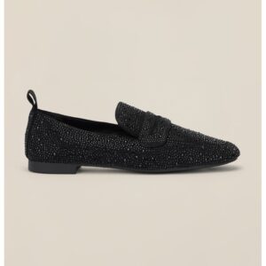 Pantofi loafer cu strasuri - Negru