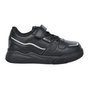 Pantofi sport de piele ecologica cu velcro - Negru