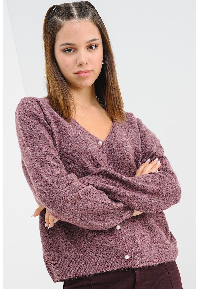 Cardigan lejer cu decolteu in V - Violet pruna