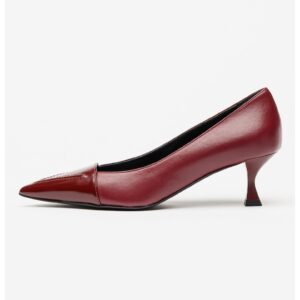 Pantofi de piele cu varf ascutit - Visiniu