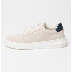 Pantofi sport din piele intoarsa cu aspect masiv si talpa cupsole - Maro taupe deschis/Alb murdar