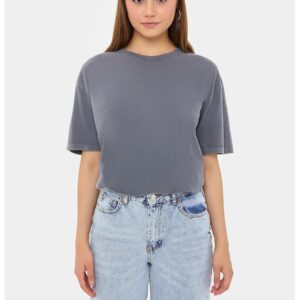 Tricou dama - Relaxed Fit - bumbac - gri