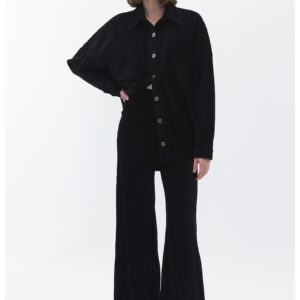 Pantaloni reiati evazati - Negru