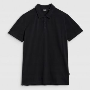 Tricou polo barbati croiala obisnuita - bumbac 100% - negru